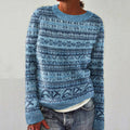 Vintage Fairman Island Pattern Contrast Crew Neck Sweater elevenforest