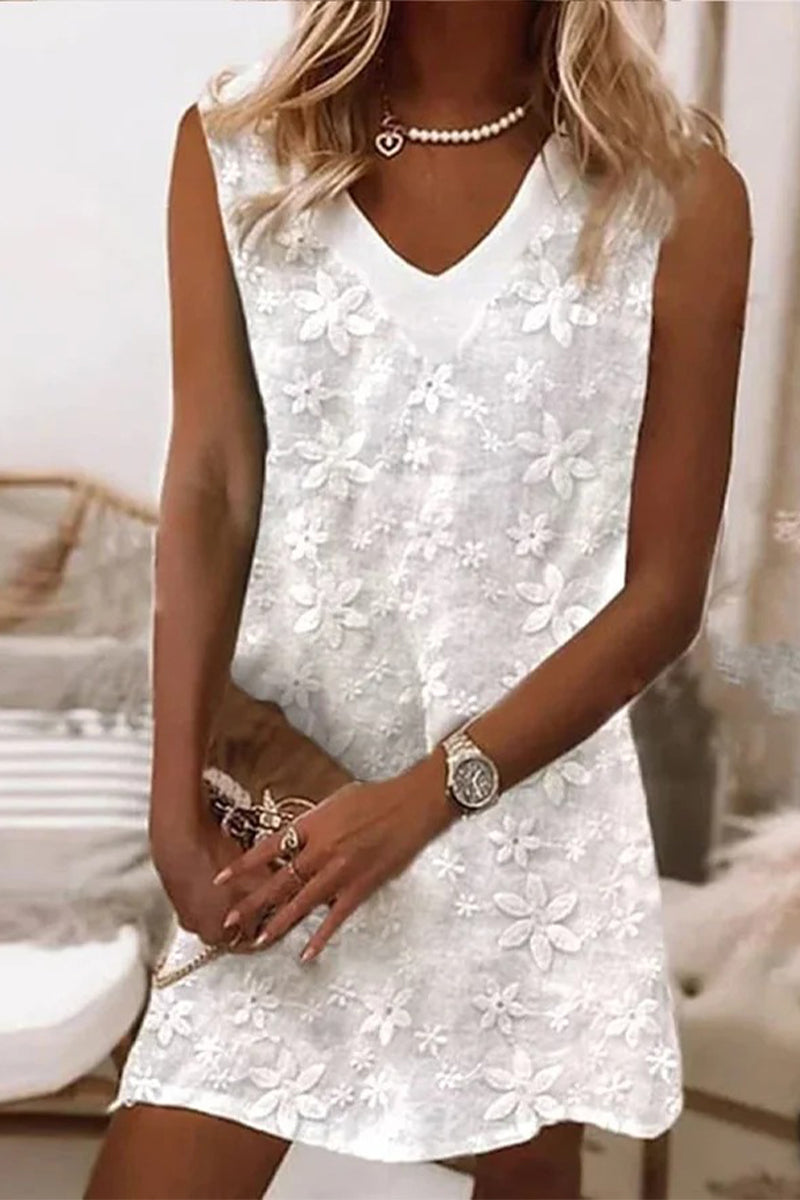 Sweet Embroidered Vest Dress Dresses
