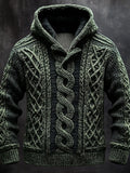 Men's Retro Celtic Knot Knitted Cozy Hooded Sweater elevenforest