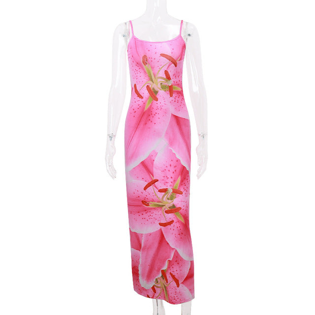 Taruxy Print Beach Vacation Maxi Dress ’s Backless Strapless Summer Female Party Dress Slim Suspender Clothes