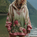 Love & Health Collection Rose And Floral Patchwork Art Women's Cozy Warm Hoodie elevenforest