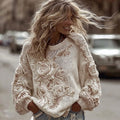 Vintage Rose Art Cozy Knit Sweater elevenforest