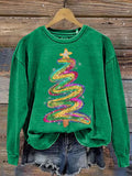 Comstylish Women's Colorful Christmas Tree Print Sweatshirt