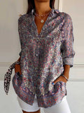 Women's Ethnic Pattern Art Print Casual Cotton Shirt