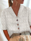 Plain Loose Simple Shirt Collar Linen Style Blouse