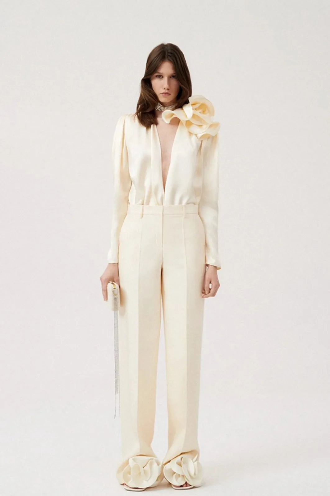 Lorraine Flower Satin Flowy Blouse