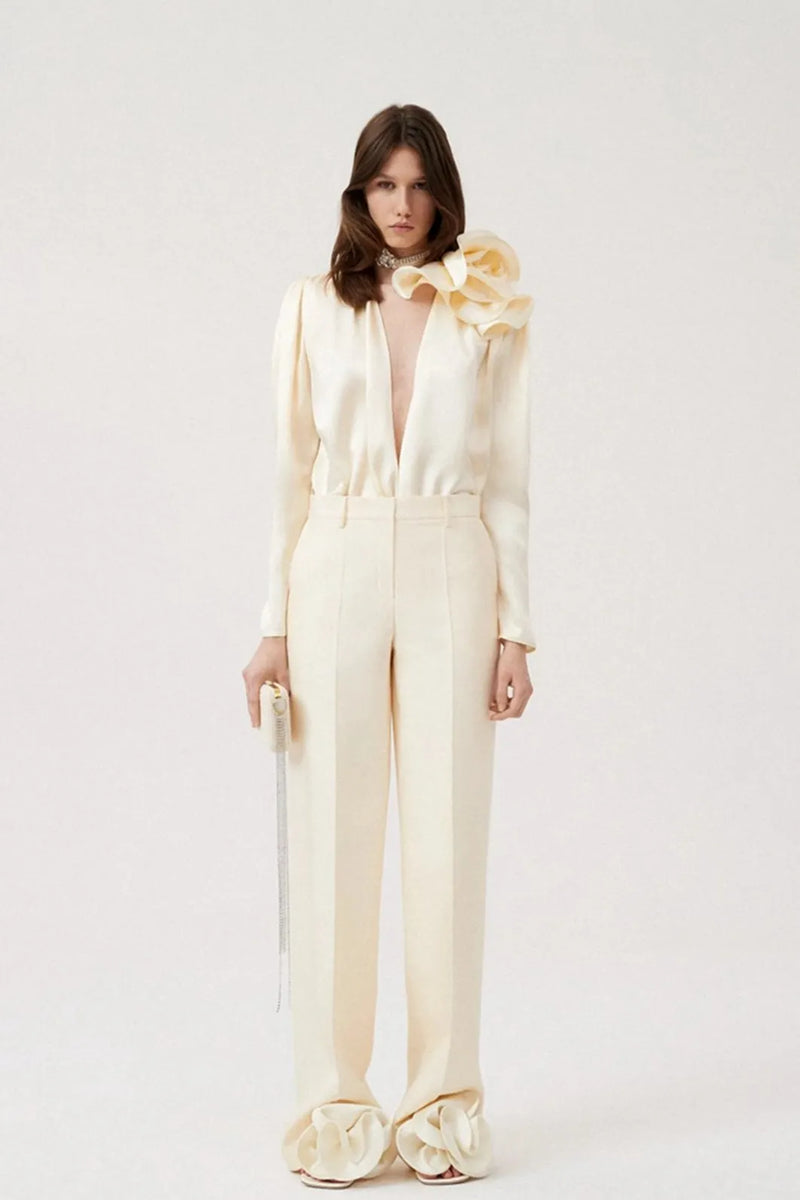 Lorraine Flower Satin Flowy Blouse