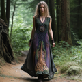 Women's Vintage Celtic Knot Tree Of Life Pattern V-neck Tank Midi Dress elevenforest