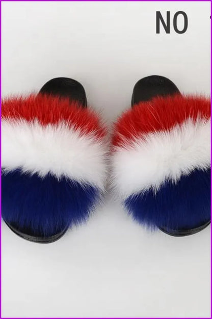 {5-7 Days Wait for Make} New Color Fox Fur Slides F639