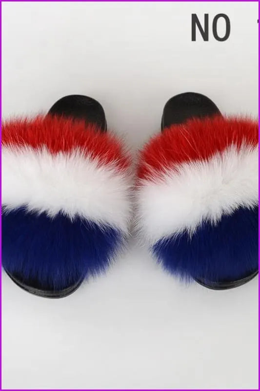 {5-7 Days Wait for Make} New Color Fox Fur Slides F639
