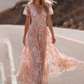 Women's Casual Retro Bohemian Embroidered Floral Print Dress elevenforest