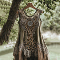 Women's Vintage Viking Tree Of Life Rune Comfort Long Dress elevenforest
