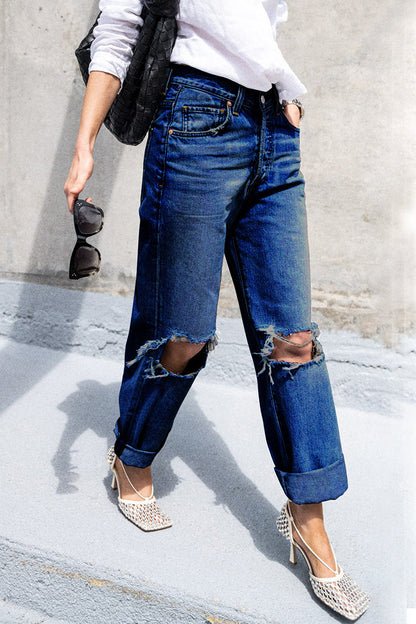 Sportswear Ripped Loose Denim Jeans