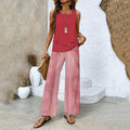 Stripe Double Layer Tank Pants Two Piece Set elevenforest