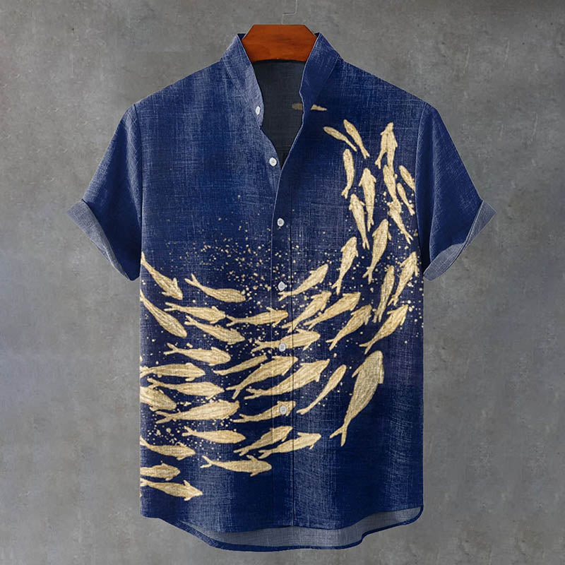 Japanese-style Ocean Pattern Art Casual Shirt elevenforest