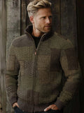 Men's Vintage Fairman Island Patchwork Pattern Zip Sweater elevenforest