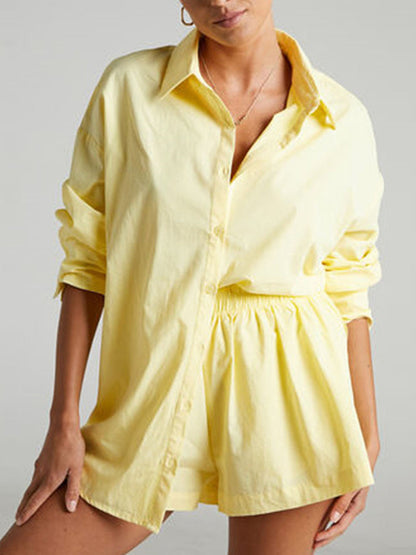 Tracksuits Shirt With Mini Shorts Cotton Two Pieces Sets Clothing Outfits Blouses Tracksuits