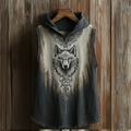 Men's Viking Wolf Head Celtic Mythology Hooded Tank Top elevenforest