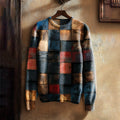 Men's Abstract Geometric Pattern Print Knit Pullover Sweater elevenforest