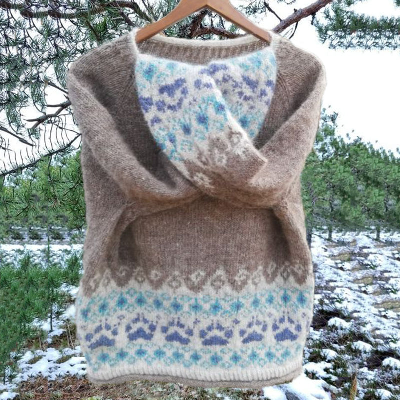 Vintage Icelandic Cute Knit Jacquard Warmth Crew Neck Sweater（Unisex） elevenforest