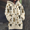 Watercolor Cat Art Pattern Cozy Hooded Knit Sweater elevenforest
