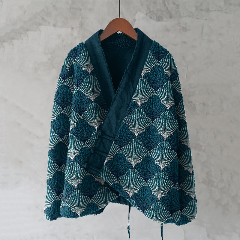 Japanese Style Contrast Wave Pattern Comfortable Kimono elevenforest