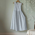 Comstylish Vintage Stripe Art Linen Tank Midi Dress
