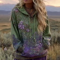 Women's Gradient Floral Pattern Art Cozy Hooded elevenforest