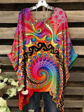 Women's Vintage Hippie Style Art Pattern Crew Neck Top