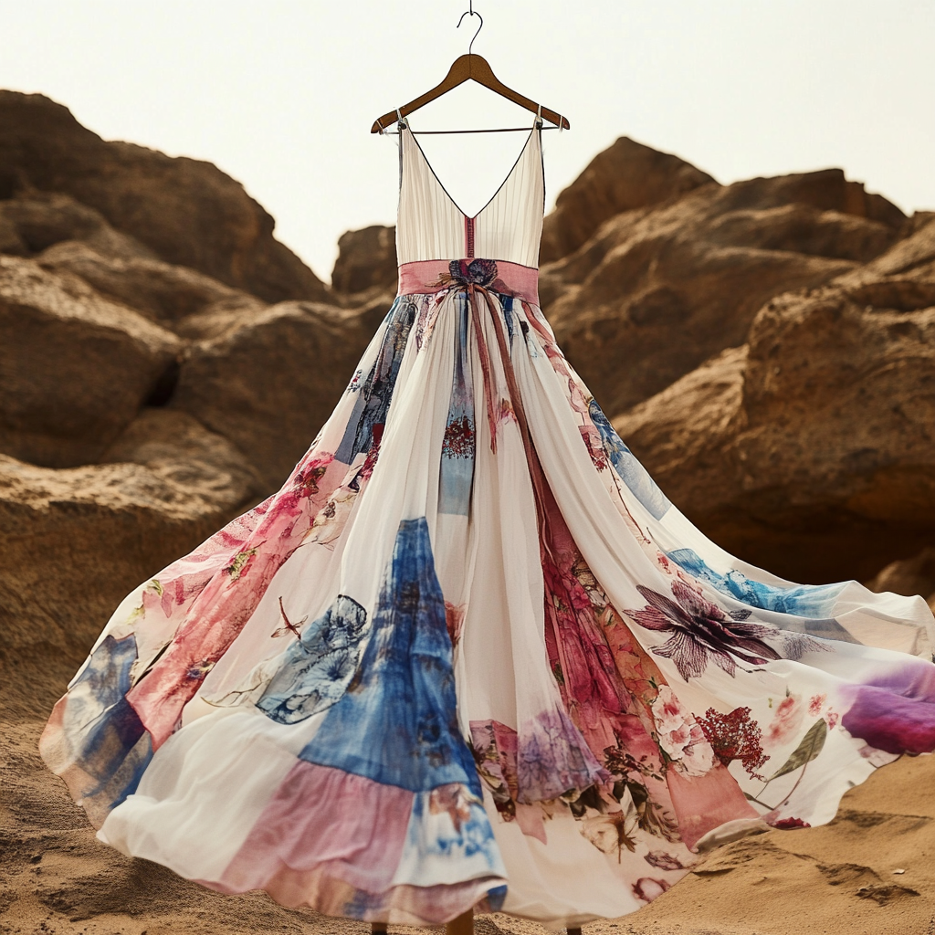 Vintage Floral Art Print Slip Dress elevenforest