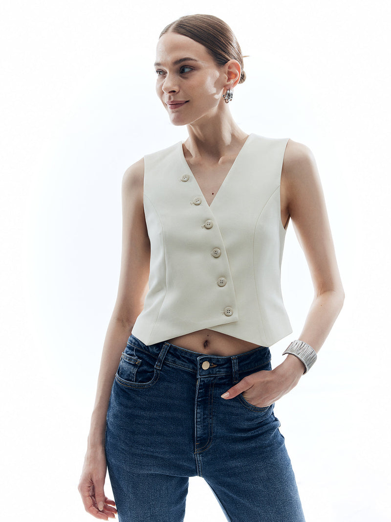 Button V-neck Vest