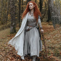 Vintage Viking Cotton Linen Long Sleeve Mixi Dress elevenforest