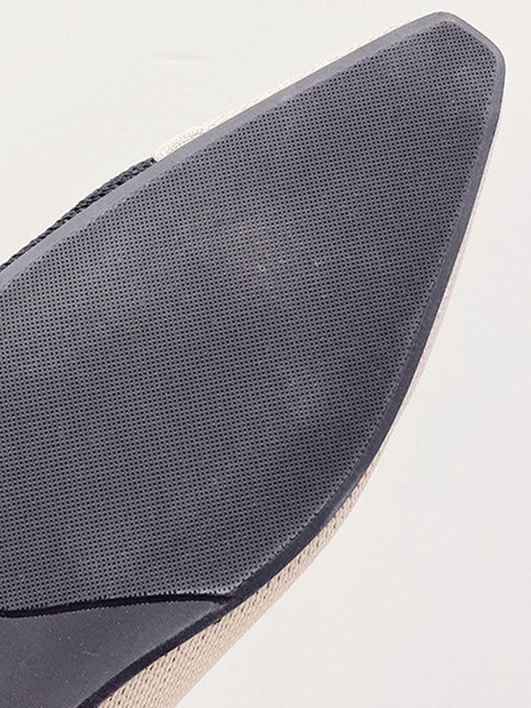 Contrast Color Pointed-toe Split-joint V-cut Flat Shoes Flats