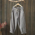 Retro Stripes Linen Blend Cozy Women'S Pants elevenforest