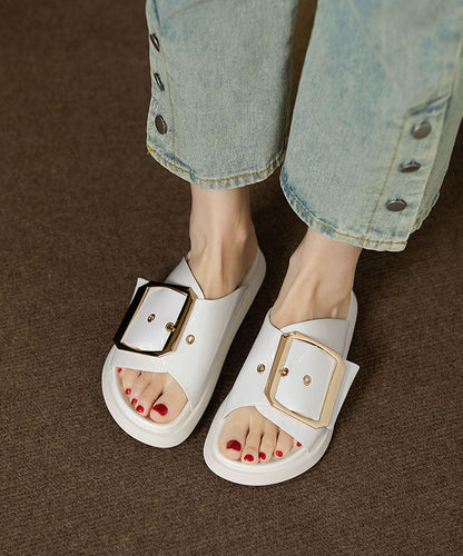 Comfy Black Splicing Platform Slide Sandals Qk038