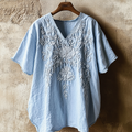 Vintage Floral Lace Art Comfy V Neck T Shirt elevenforest