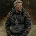 Men's Viking Tree Of Life Art Celtic Knot Jacquard Knitted Hooded Sweater elevenforest