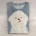 Comstylish Cute Dog Art Vintage Washed T Shirt