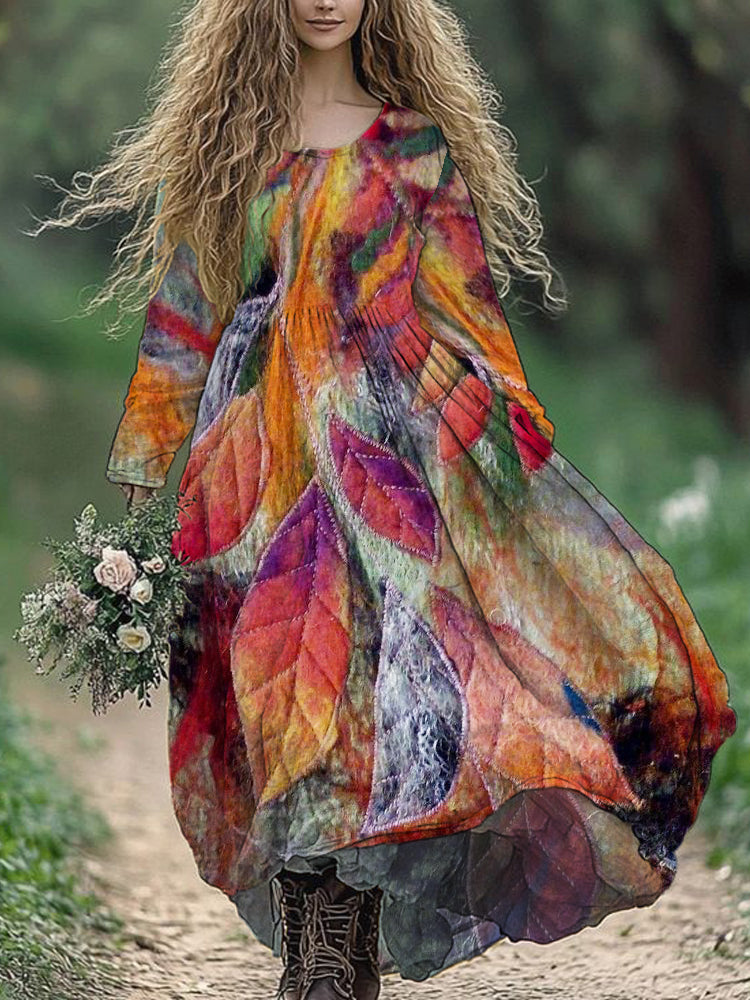 Color Tree Art Women's Linen Maxi Dress elevenforest