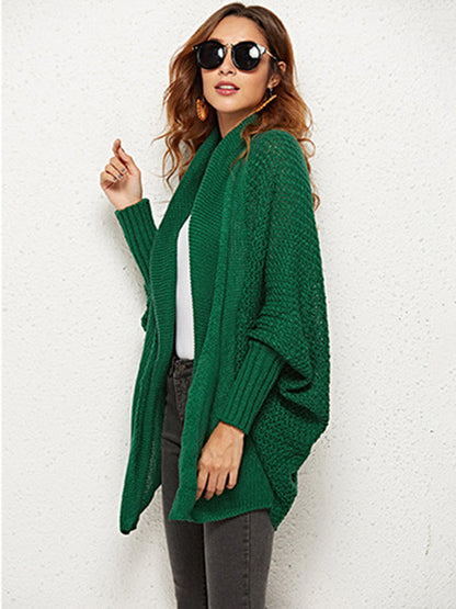 Batwing Sleeves Loose Color Cardigan Tops