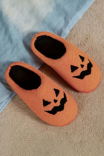 Cozy Halloween Pumpkin Plush Slippers