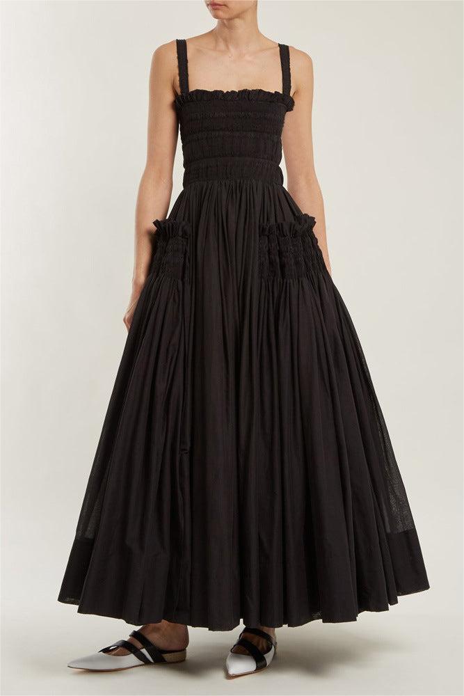 Ruched Smocking Strapless Midi Dress