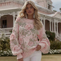 Women's Vintage Floral Embroidery Art Cozy Knit Sweater elevenforest