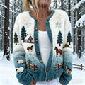 Animal Snow Scene Forest Women's Knit Cardigan