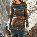 Vintage Fairman Island Geometry Pattern Cozy Sweater Dress elevenforest