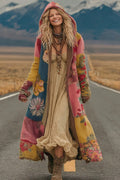 Women's Colorful Rainbow Patchwork Pattern Print Cardigan