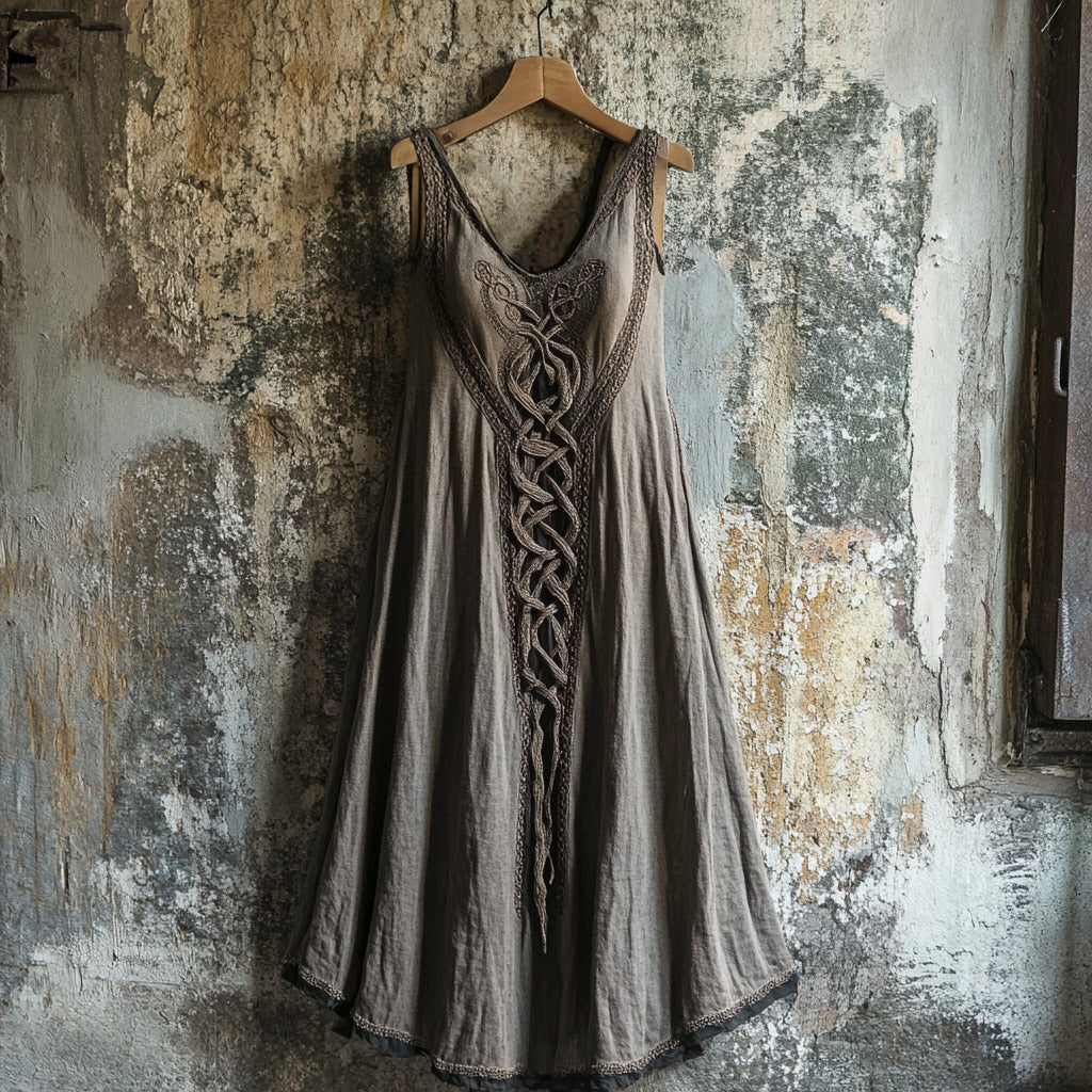 Viking Tribal Celtic Knot Lace Art Linen Tank Dress elevenforest