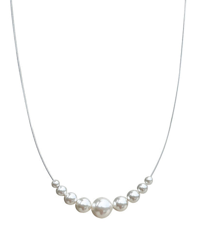 White Sterling Silver Pearl Double Layered Two Piece Set Pendant Necklace Yr013