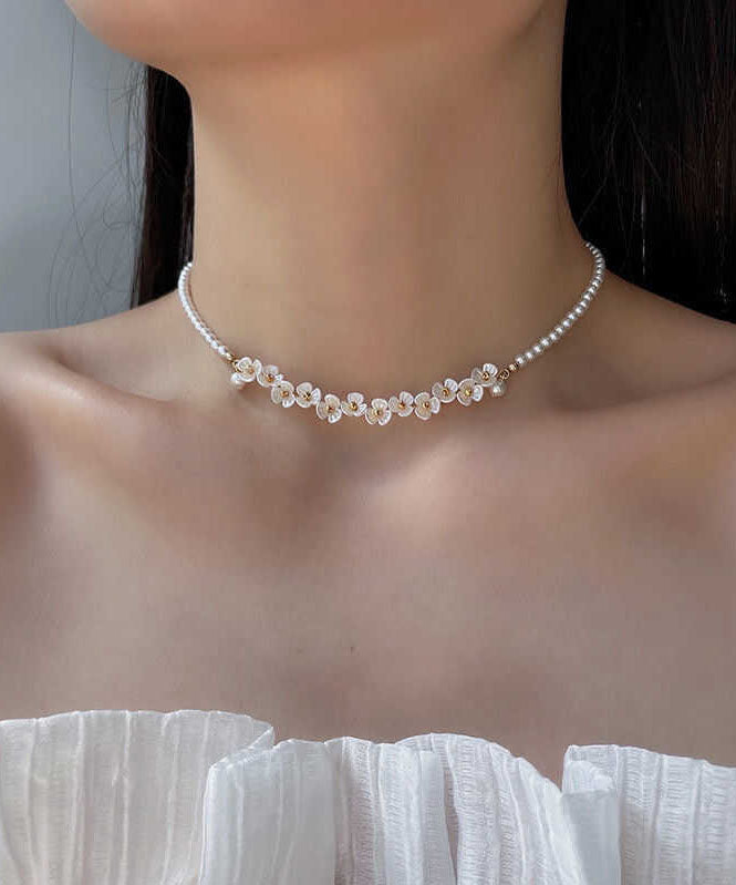 Bead Alloy Classy White Gratuated Pear Necklace