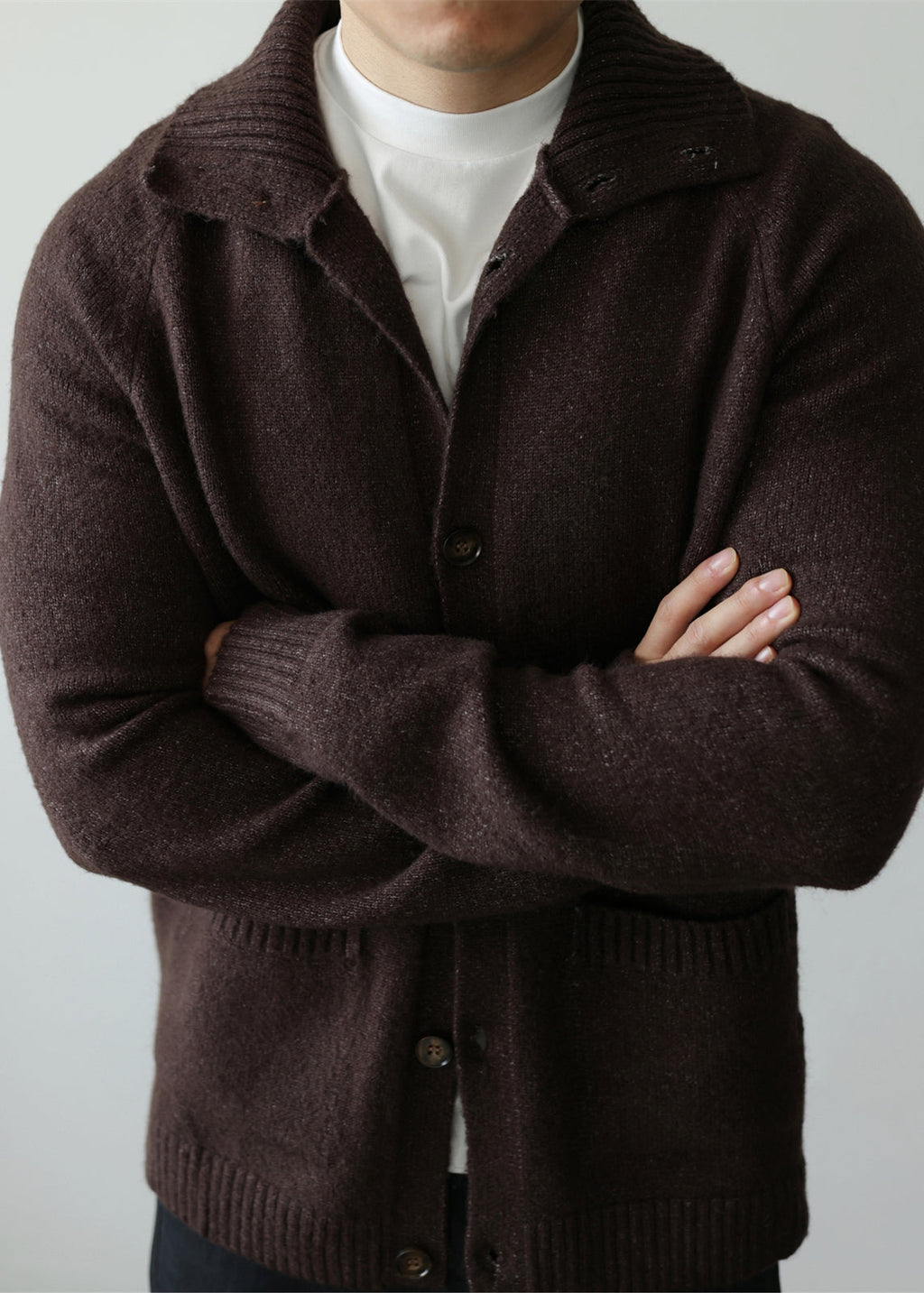 Coffee Pockets Cozy Cotton Knit Cardigan Peter Pan Collar